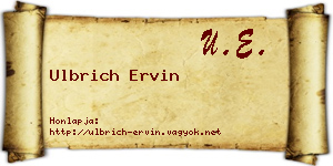 Ulbrich Ervin névjegykártya